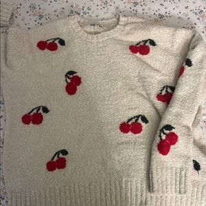 Cherry Patterned Cream Sweat set